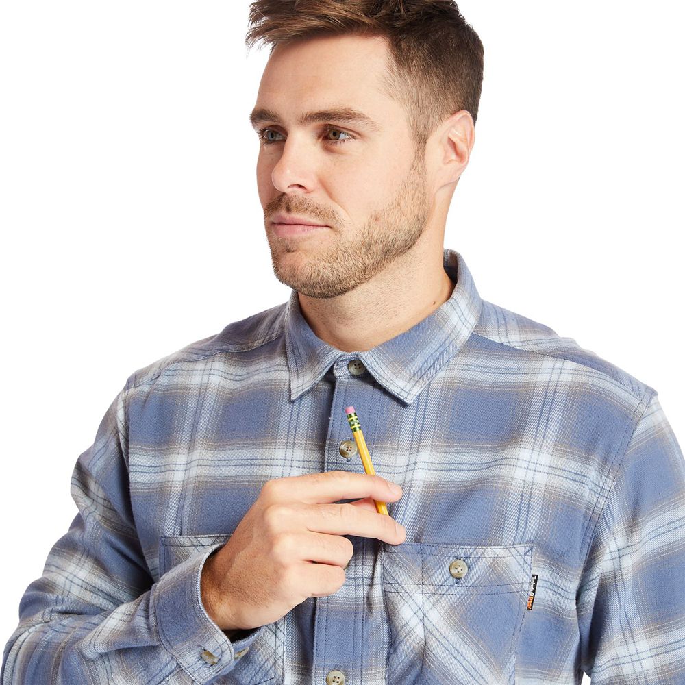 Camisa Timberland Hombre Pro® Big & Tall Woodfort Flex Flannel Work Azules - Chile IJD-270918